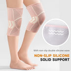NuCamper Knee Brace for Men & Women, 2 Pack Knee Compression Sleeves for Knee Pain Relief, Knee Support Braces for Running, Sports, Workout, Arthritis, Meniscus Tear and Injury Recovery - Pink, M