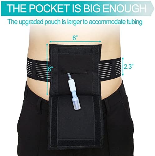 Breathable Feeding Tube Belt Pouch G Tube Holder with Sponge Pad for Gastrostomy J Peg Peritoneal Dialysis PD Catheter Tubing Line Accessories Women Men Black Large