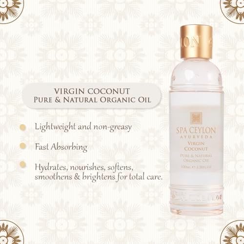 SPA CEYLON VIRGIN COCONUT Pure & Natural Organic Oil | Cold Pressed Coconut Oil for Hair, Skin & Body | 100ml