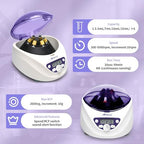 Lab PRP Benchtop Centrifuge Machine, Speed Range from 300-5000RPM, Rotor for 1.5-5mL/7mL/10mL/15mL/ x6 Tubes, Max. RCF 2600xg Low Speed PRF Benchtop Centrifuge, CEN-001