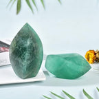 JIC Gem Green Fluorite Crystal Natural Healing Crystal Point Large 4 Sides Tower Fluorite Stone Energy Gemstone Home Decor 1.1-1.7 Lbs