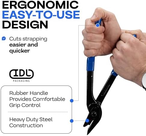 IDL Packaging H-230 Strapping Cutter for Steel & Polyester (PET) & Polypropylene (PP) Banding from 3/8" to 1 1/4" Width and up to 0.044" Thickness – Heavy-Duty Best-in-Class Tool with Wide Blades
