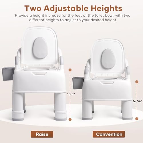 Bedside Commode for Seniors, Portable Commode Chair for Adult, Adjustable Seat Height Toilet Chair, Up 700lbs Heavy Duty Bedside Commodes for Seniors, Patient