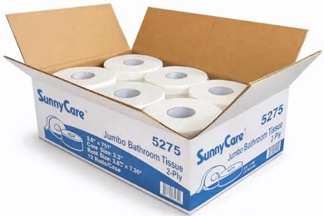 SunnyCare #5275 2-ply Mini Jumbo Roll Bath Tissue, Size 3.6" X 751' (12 rolls per case)