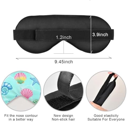 Sleep Mask Light Blocking Seashell Starfish Seahorse Snail Eye Mask for Sleeping with Adjustable Strap Lightweight Eye Covers for Sleeping for Men Women Work Travel Naps