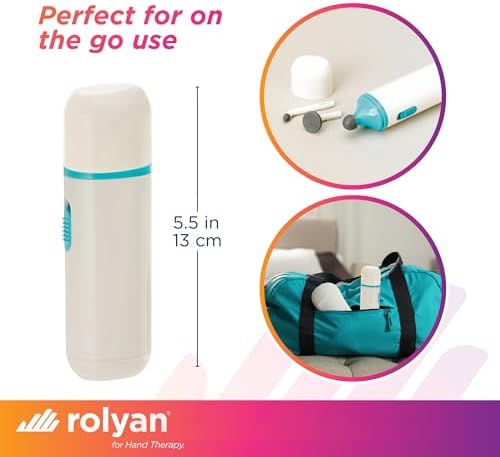 Rolyan Mini Massager with Battery, Handheld Compact Massager with Interchangeable Heads Reduces Scar Visibility, Quiet Vibration, Ergonomic Grip, Portable for On-the-Go Use, Battery Operated