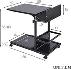 Side Table, Movable Laptop Table, Height Adjustable Overbed Table Computer Work Station with Wheels and Storage Rack, Overbed and Chair Table Portable Desk for Working Dining Studying