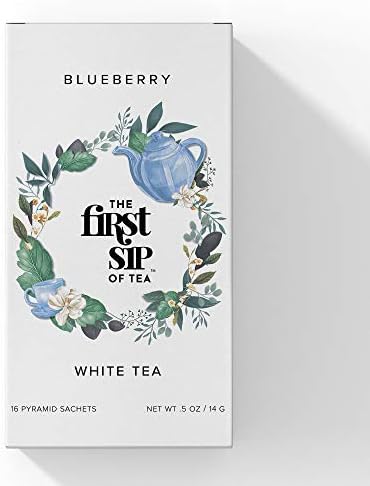 Blueberry White Tea, Pyramid Sachet Tea Bags, Bai Mu Dan, Low-Caffeine, Antioxidant rich, Hot & Iced Tea - 16 Cups | The Spice Hut, First Sip Of Tea