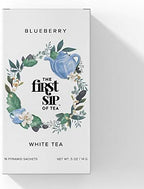 Blueberry White Tea, Pyramid Sachet Tea Bags, Bai Mu Dan, Low-Caffeine, Antioxidant rich, Hot & Iced Tea - 16 Cups | The Spice Hut, First Sip Of Tea