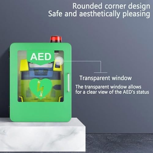 Wall-Mounted Cardiac Defibrillation Alarm Box,AED Defibrillator Storage Cabinet with Light and Alarm Double Switch Control,First Aid Case,for Emergency Home Office Hospital Public Places