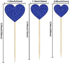Gyufise 30Pcs Heart Cupcake Toppers Deep Blue Glitter Sweet Love Heart Cupcake Pick Decorations Valentine's Day Cake Decorations for Wedding Engagement Bridal Shower Birthday Party Supplies