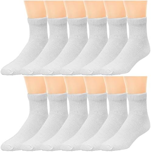 Falari 12-Pack Diabetic Socks Quarter Ankle Unisex Physicians Approved Socks (10-13, White)
