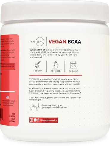 Type Zero Ultra Clean Vegan BCAA Powder + Electrolytes (Tropical Fruit Punch | 6G) 2:1:1 Sugar-Free/No Sucralose BCAAs Amino Acids Supplement - BCAA Vegan Amino Acids After Workout Drink, 30 Servings