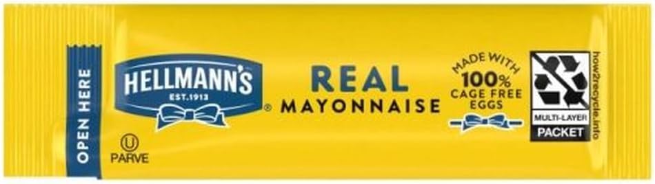 Hellmann's Real Mayonnaise Stick Packets Easy Open, Condiment for Sandwiches, Salads, Mayo Made with 100% Cage Free Eggs, Gluten Free, 0.38 oz, Pack of 210