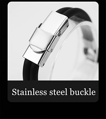 Medical Identification Bracelets Medic Alert ID Disease Allergy Alarm Layered Silicone Wristband Women Men's Personalized Meds Jewelry for Emergency,8.26 Inch