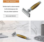 Straight Razor Shaving Kit for Men,Wet Shaving Brush and Bowl Set,Luxury Father's Day Gifts Set Includes Shave Brush,Soap,Stainless Steel Bowl,Shaving Stand,Double Edge Safety Razor with 10 Blades