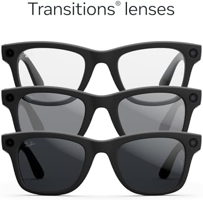 Ray-Ban Meta (Gen 2), Wayfarer, Matte Black | Smart AI Glasses for Men, Women — 2x Battery Life — 3K Ultra HD Resolution — 12 MP Ultra-Wide Camera, Audio, Video — Transitions® Grey Lenses