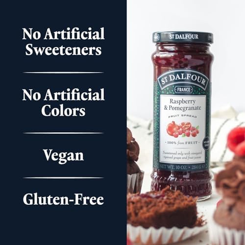 St. Dalfour Raspberry & Pomegranate Fruit Spread - 10oz - 100% from Fruit, No Artificial Ingredients, Non-GMO, No Cane Sugars, All Natural