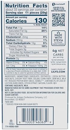 LILY'S Hazelnut Milk Chocolate Style No Sugar Added, Sweets Bars, 2.8 oz (12 Count)