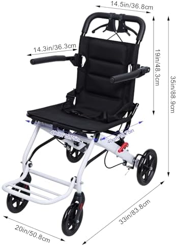 Lightweight Transport Wheelchair for Adults Foldable Transit Travel Chair for Adults Ergonomic Design Small Wheelchair with Adjustable Safety Strap Carbon Steel Frame PU Wheels for Smooth Rid A