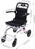 cdar Lightweight Transport Wheelchair, Aluminum Alloy Foldable Wheelchairs for Adults, Portable Transportation Travel Wheelchairs, Outdoor Collapsible Wheelchair, Bearing 200lbs White