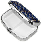 Purse Pill Container Slim Vitamin Organizer Credit-Card Sized Women’s Daily Essential, Purple Blue Gold Royal Crown