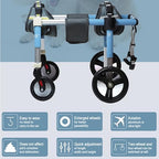 4 Wheel Dog Wheel Chair Leg Brace Adjustable, Back Leg Dog Wheelchair, Dog Wheel Chair for Front Legs, Full Support Mobility Aid for Dog Hip Support for Mall Medium Large Pet(Blue,XL)