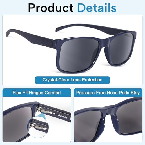 LADEESSE 3 Pack Reading Sunglasses For Men/Women - Fashion UV400 Sunglasses With Readers Built In Sun Outdoor Protection 2.0（No Bifocal）