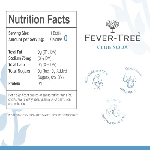 Fever-Tree Premium Club Soda, 16.9 Fl Oz Glass Bottle (8 Count)