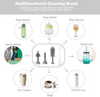Electric Baby Bottle Brush Set with Rechargeable Electric Bottle Brush Cleaner and Replaceable Silicone Bottle Brushes and Straw Brush Cleaner, Waterproof Multi-Purpose Cleaning Brush（Grey）