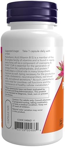 NOW Foods Supplements, Pantothenic Acid (Vitamin B-5) 500 mg, B-Complex Vitamin, 100 Capsules