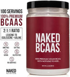 NAKED BCAAs Amino Acids Powder, Only 1 Ingredient, Pure 2:1:1 Formula, Vegan Unflavored Branched Chain Amino Acids, Instantized All Natural BCAA Supplement - 500 Grams, 100 Servings