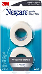 Nexcare Gentle Paper Tape, Medical Paper Tape, Secures Dressings and Lifts Away Gently - 1 In x 10 Yds, 2 Rolls of Tape
