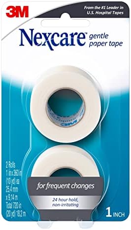 Nexcare Gentle Paper Tape, Medical Paper Tape, Secures Dressings and Lifts Away Gently - 1 In x 10 Yds, 2 Rolls of Tape