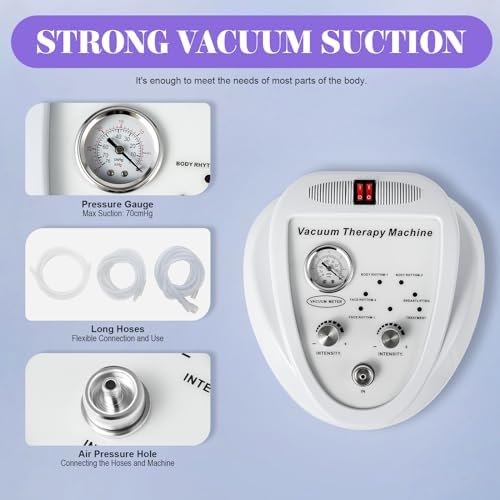 Vacuum Therapy Machine Multifunctional Back Message Machine Body Shape Massager Cupping Machine Set with 24pcs Vacuum Cups and 3 Pumps for Butt Lifting (Max Suction 70cmhg)