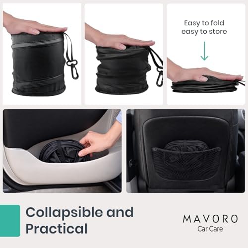 Mavoro 1 Pack, 1 Gallon Car Trash Can | Waterproof Collapsible Pop-Up Car Bin (1 Pack, 1 gal)