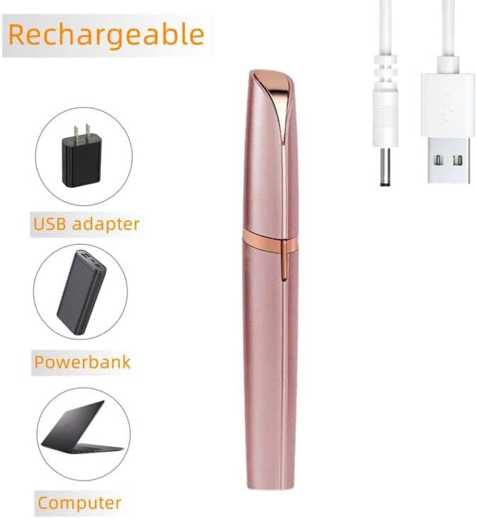 Women's Electric Eyebrow Hair Remover, LED Light, Stainless Steel Blade, Rechargeable, Anti-Allergenic, Multi-Functional, Clean Skin, No Pulling