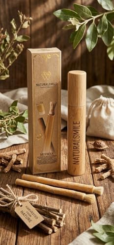 Miswak Sticks for Teeth (2-Pack) – Natural Fresh Siwak Sticks with Bamboo Holder, Travel-Friendly Organic Toothbrush Alternative for Teeth & Gums