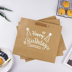 Plauthus Brown Gift Bags with Handles, 4 Pack Large Gift Bags with Tissue Paper, Kraft Paper Gift Bags for Shopping, Party，Birthday, Wedding, Graduation, and Holiday (12.5” x4.5” x11”)
