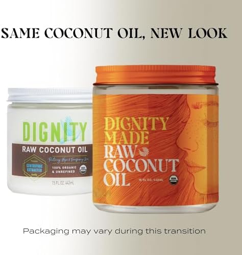 Raw Organic Coconut Oil for Skin, Hair & Cooking - Unrefined, Centrifuge-Extracted, Fair Trade Verified, Non-GMO, Virgin Coconut Oil - Beauty & Health Essentials (15 fl oz, Pack of 1)