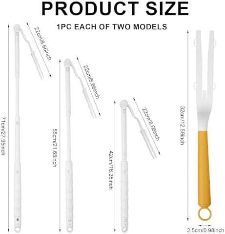 2pcs Handle Replacements for, Long Extended Handle Telescopic Extended Pole Adjustable Length Duster Refills Handle for Home Cleaning (White & Yellow)