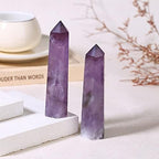 ZHIYUXI 3.7-4" Amethyst Crystal Gemstones Crystals and Healing Stones Purple Crystal Tower Hexagonal Pointed Crystal Wand 1 Pc Large Crystals Reiki Energy Balancing Meditation Therapy Decoration Gifts