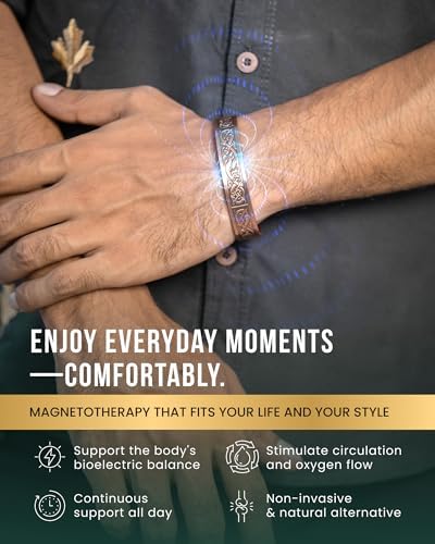 MagnetRX® Magnetic Copper Bracelets for Men – Effective 99.9% Pure Copper Bracelet for Men – Adjustable Copper Magnetic Bracelets (Viking)