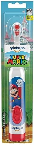 Spinbrush Super Mario Kid's Electric Battery Toothbrush, Soft, 1 ct & Orajel Kids Paw Patrol Anti-Cavity Fluoride Toothpaste, Natural Fruity Bubble Flavor, 4.2oz Tube