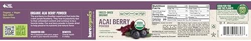 BareOrganics Acai Berry Powder, Superfood Powder, Organic Dietary Supplement, 4 Ounces