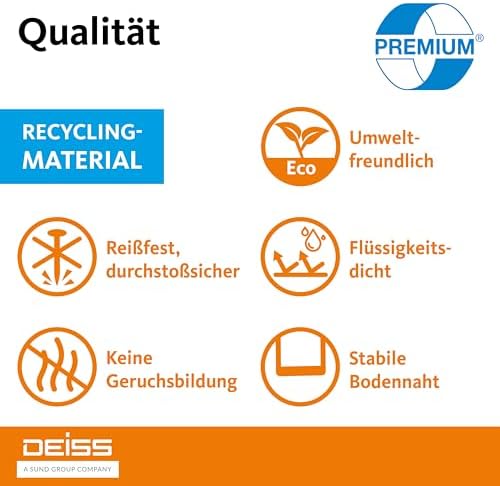 DEISS Abfallsäcke aus Recycling-LDPE 120 L - transparent - B01987KO92 | Rolle (25 Stück)