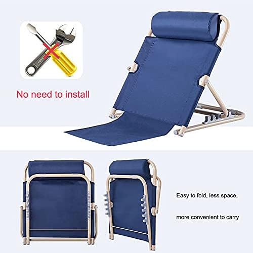 Adjustable Padded Bed Backrest Portable Folding Adjustable Sit-Up Back Rest Multi-Function Back Rest Support Change Angle of Backrest for Neck Head and Lumbar Support,Blue for Bed