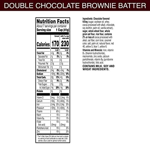 Krave Cold Breakfast Cereal, Chocolate Cereal, Kids Snacks, Double Chocolate Brownie Batter, 10.5oz Box