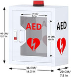 AED Defibrillator Wall Mounted Cabinet, Steel Storage Cabinet with Alarm and Light, AED Cabinet fits All Brands Cardiac Science, Zoll, AED Defibrillator, Physio-Control, 14.2 x 7.8 x 15.7 Inch