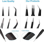 YHYZ 6pcs Precision Tweezers Set, Premium Anti-Static Stainless Steel ESD Tweezers Set Kit for Electronics, Sodlering，Jewelry, Craft, Laboratory Work, DIY